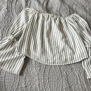 Alterd state flared sleeve off the shoulder cropped shirt